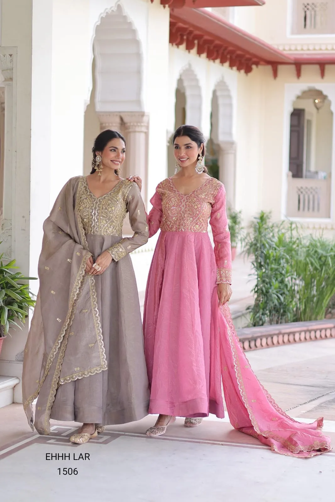 Gold-crush With Rich Sequins & Zari Embroidered work Anarkali Salwar